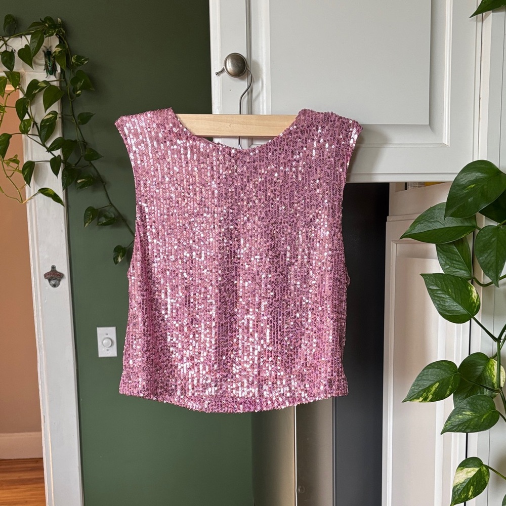 Noli Pink Sequin Tank Top